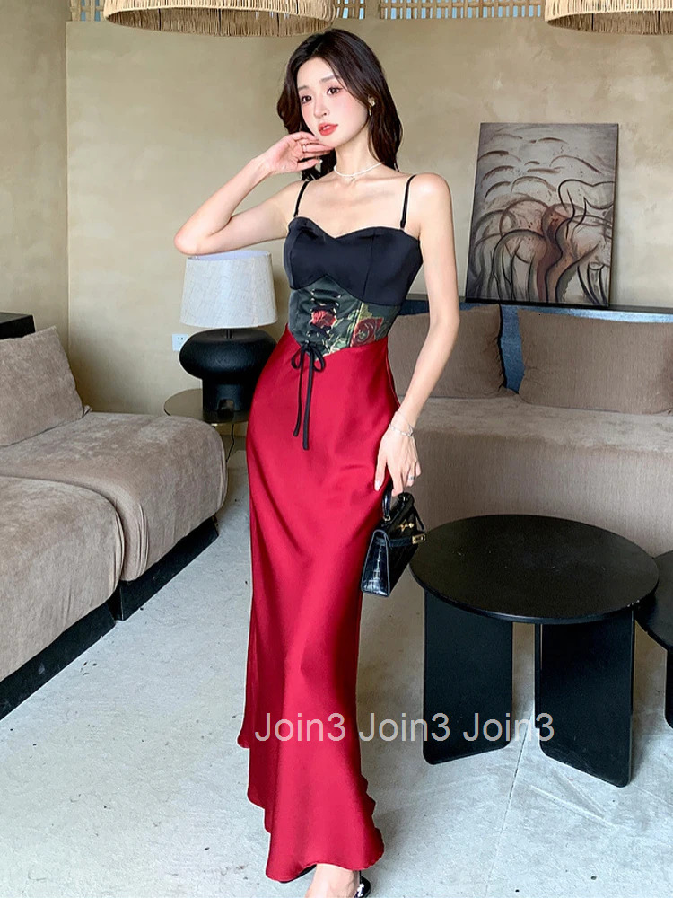 Summer Vintage Sexy Strap Evening Dress Women Clothes Elegant Chest Wrapped Slim Mermaid Maxi Long Party Club Prom Robe Vestidos