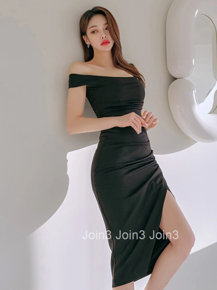 New Summer Fashion Women Evening Dress Chic Black Sexy Asymmetrical Neck Slim Midi Pencil Party Club Prom Birthday Mujer Vestido