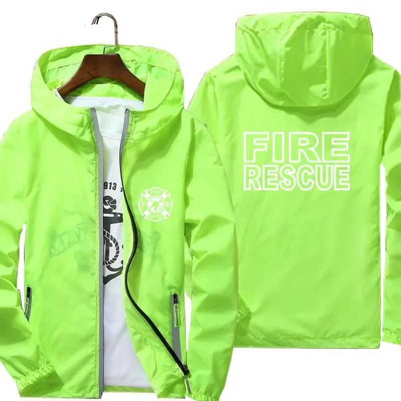 Fire Rescue Fireman Hooded Men Streetwear Jacket Reflective Sunscreen Pilot Windbreaker Skin Coat Fashion Oversized Clothing W250623