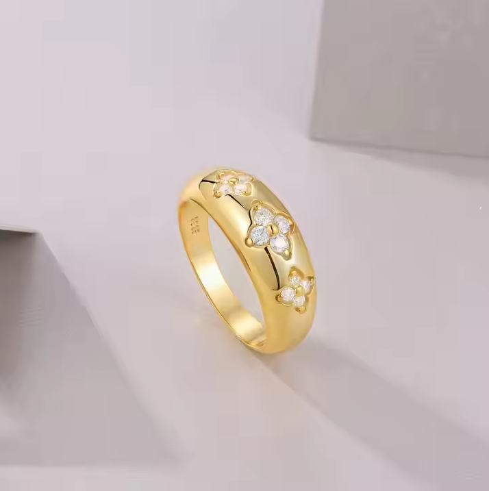 High Quality 925 Sterling Silver Women's Moissanite Ring 18K Plated for Wedding Engagement or Party