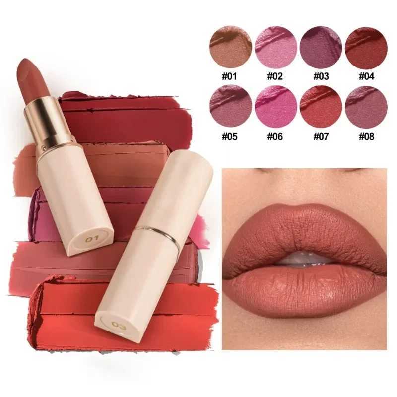 Deep Red Matte Lipstick 8 Colors Waterproof Non-stick Cup Lip Balm Makeup Dark Red Lipsticks Velvet Easy To Color Lips Cosmetics XJ250623