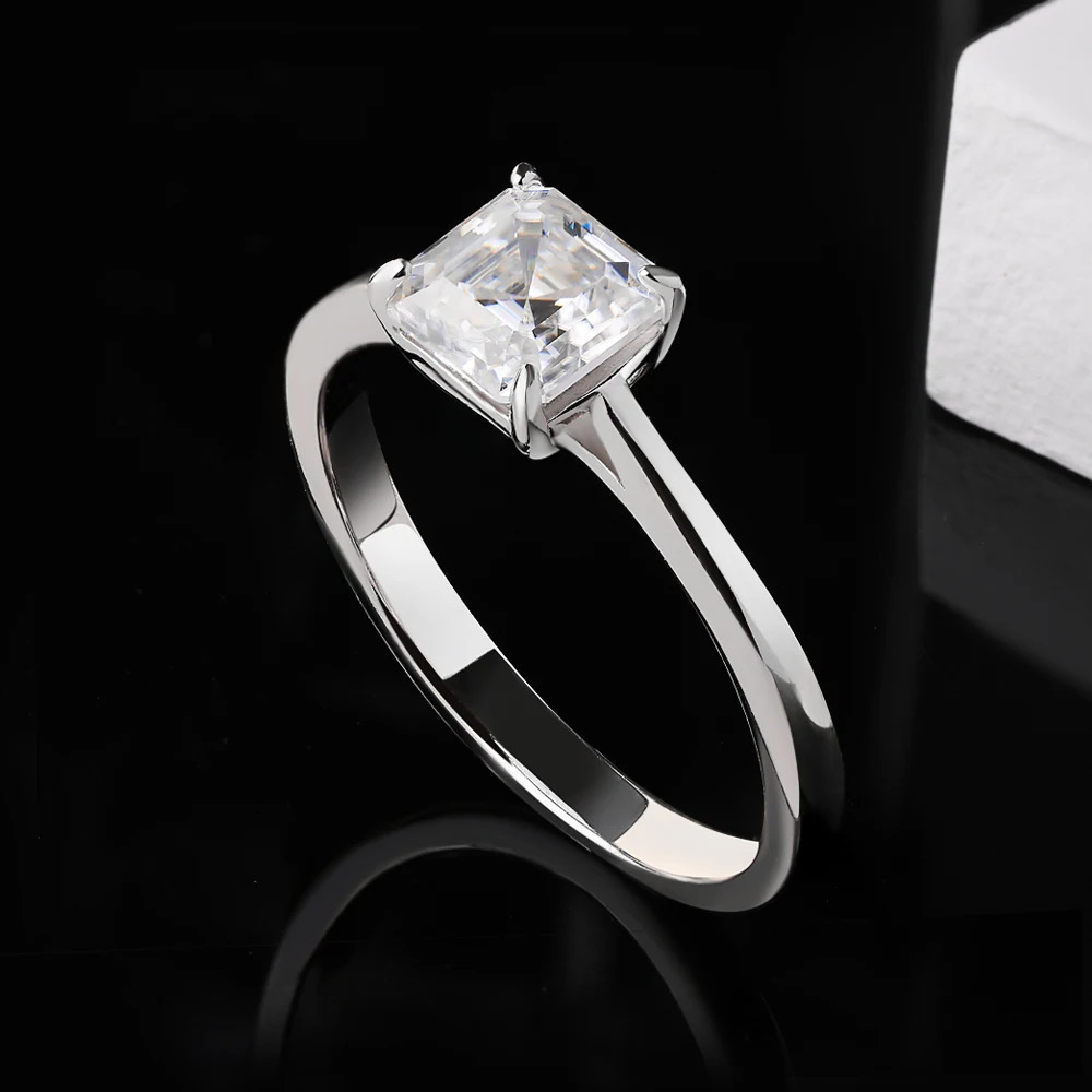 1CT Real Rings For Women 925 Sterling Silver Asscher Cut iamond Engagement Wedding Band Fine Jewelry Gift GRA 250617