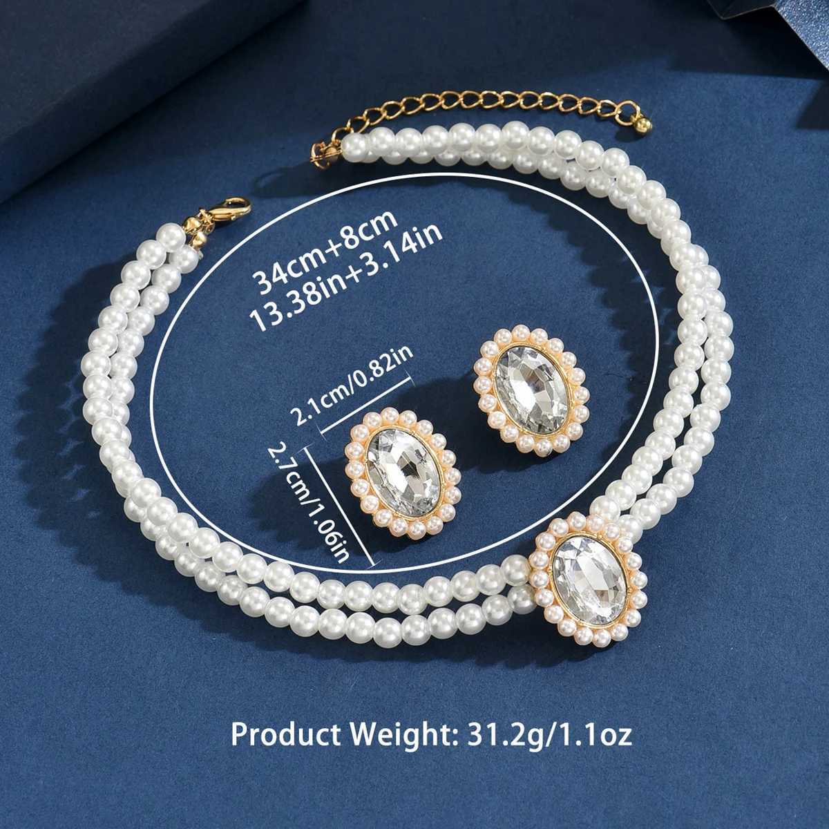 3PC Womens Fashion Imitation Pearl Necklace Earrings Jewelry Set Suitable for Wedding Party Festival GiftsXJ250623