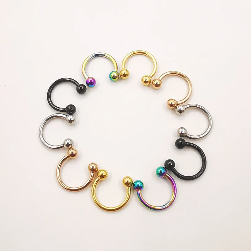 20 PcsLot 16G Stainless steel Circular Barbells Horseshoe Lip Ring Eyebrow Nose Studs For Woman Man Body Piercing Jewelry 250613