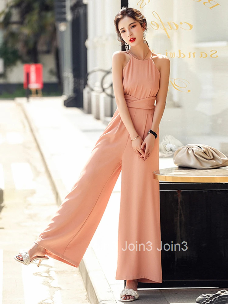 Fashion Summer Long One Piece Jumpsuits Elegant Women Chic Sexy Strap Sleeveless Party Femme Mujer Wide Leg Loose Rompers Street