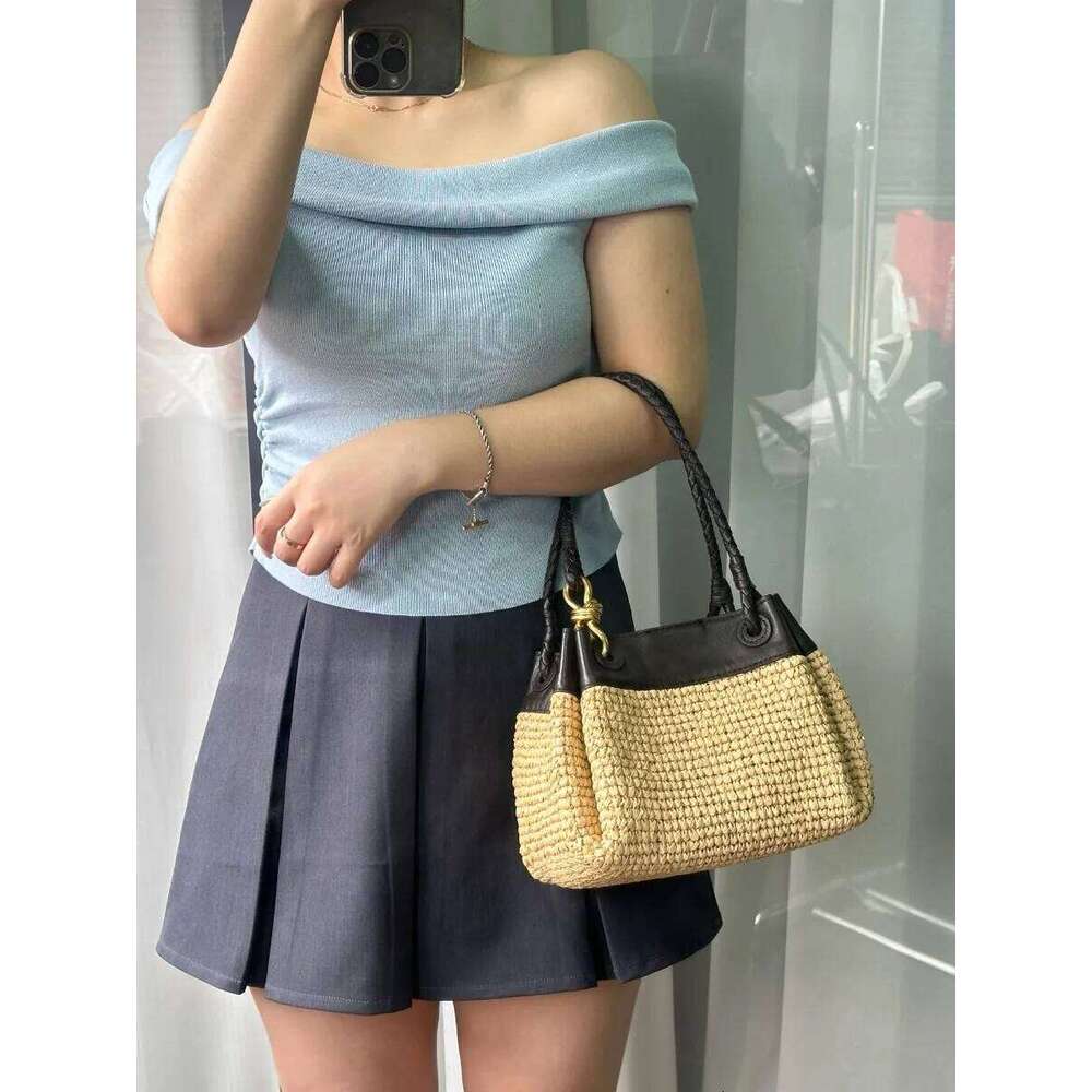 Natural Raffia Straw Handwoven Tote For Women Summer Beach Adjustable Long Strap Shoulder Crossbody Bag Parachute Style