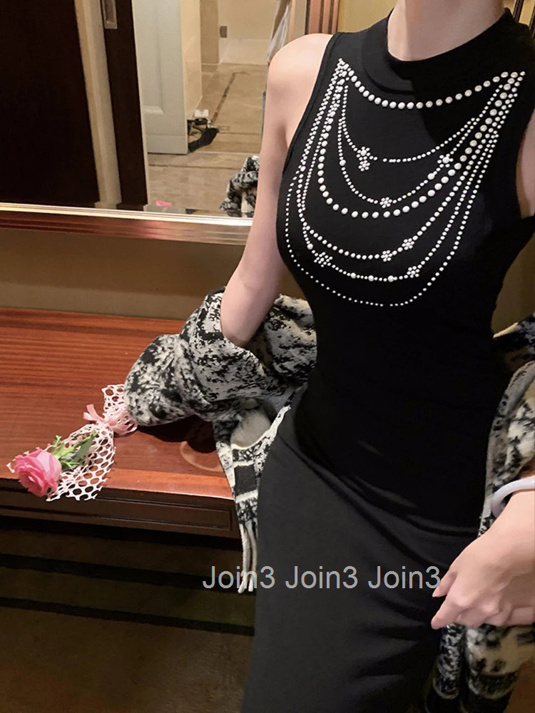 French Style Party Dress Women Luxury Elegant Black Sexy Vest Bodycon Long Fishtail Robe Female Evening Prom Vestidos Dance Host