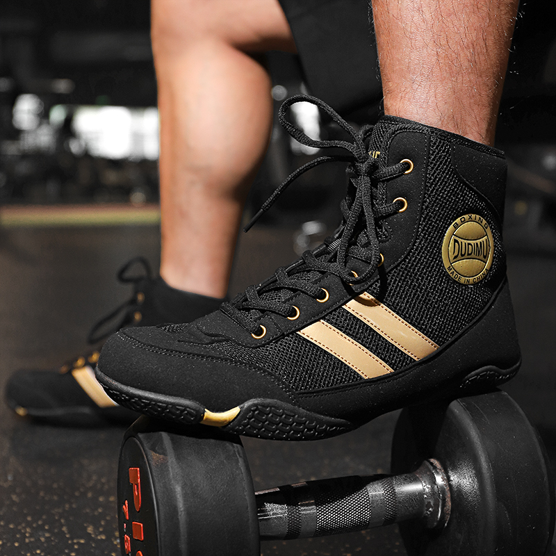 Men's Professional Boxing Training Shoes, Women's Free Kickboxing Shoes, Non-Slip Indoor Gym High-Top Fighting, Sanda & Wrestling Shoes