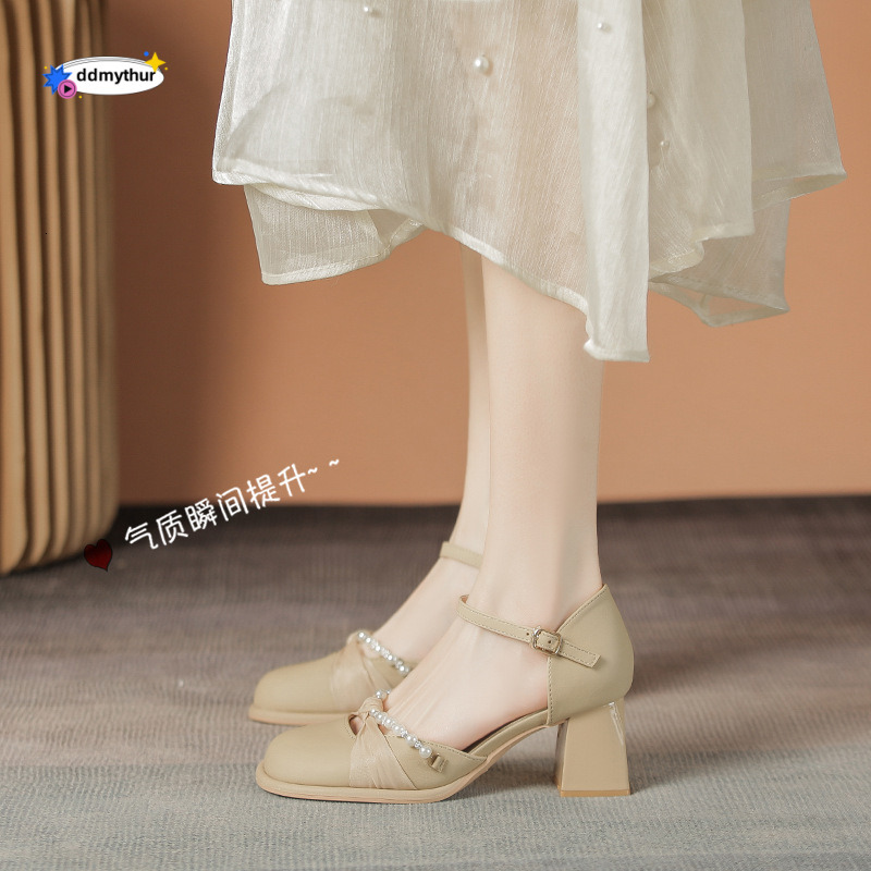 Baotou Brand Mary Jane Sandals for Women 2025 Summer New French Hollow Fairy Style to Match Skirts202818 ddmythur