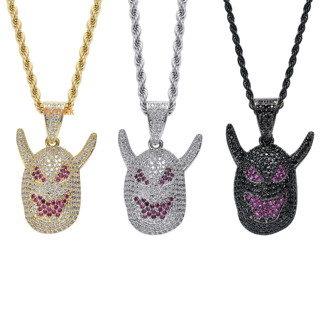 Luxury Moissanite Jewelry Monster Pendant Long Horn Demon Pendant Iced Out Hip Hop Unique Trendy Accessory Pass the diamond tester