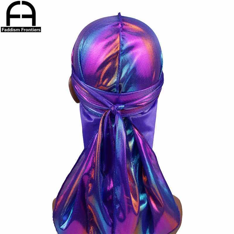 Mens Colorful Sparkly Durags Turban Bandanas Men Shiny Silky Durag Headwear Headband Hair Cover Accessories Wave Caps Rags Hat M250623