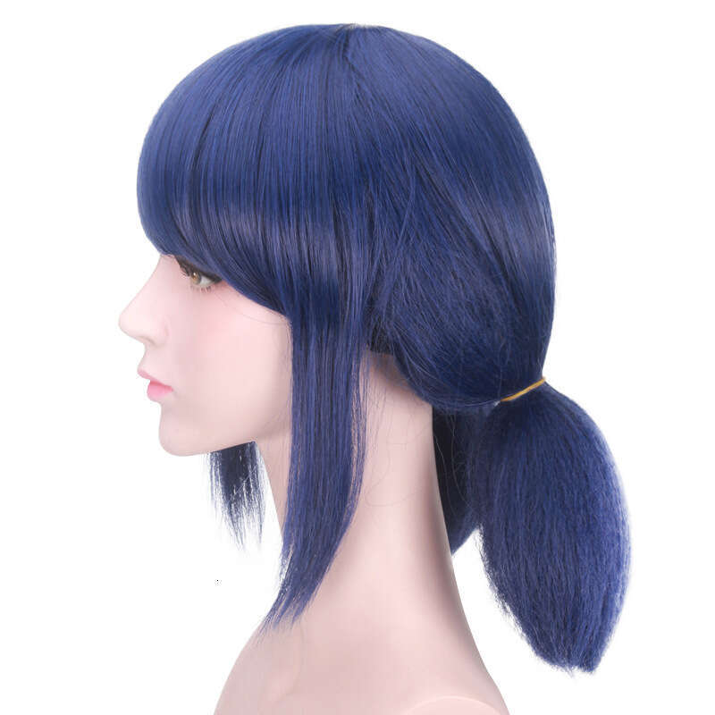 New Cosplay Ladybug Dark Blue Pigtails Girl Anime Wig