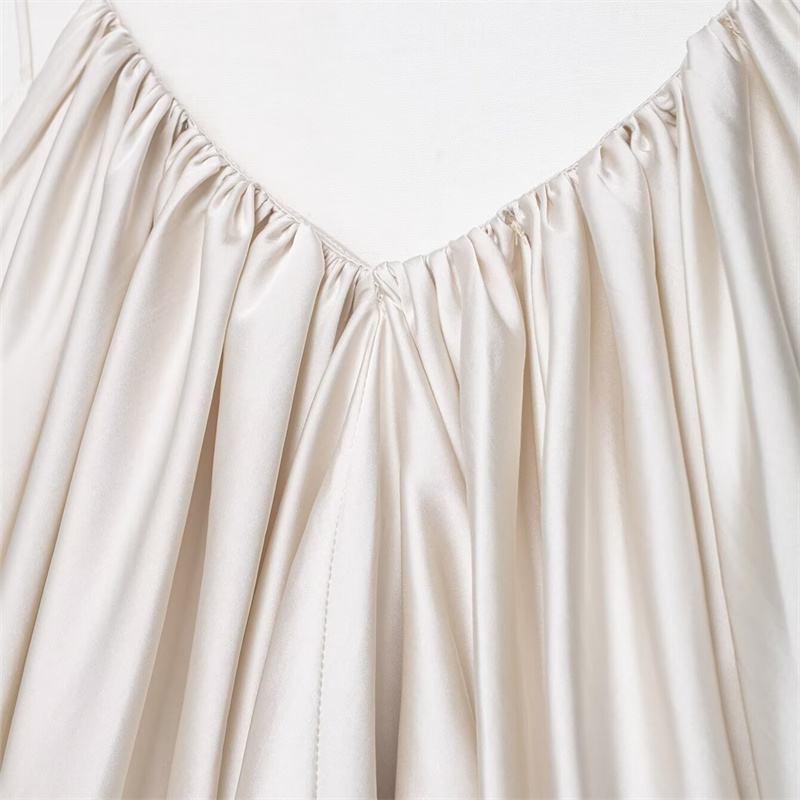 2025 Spring/Summer New Product Women's Silk Texture Top Solid Color Bareback Strap Decoration