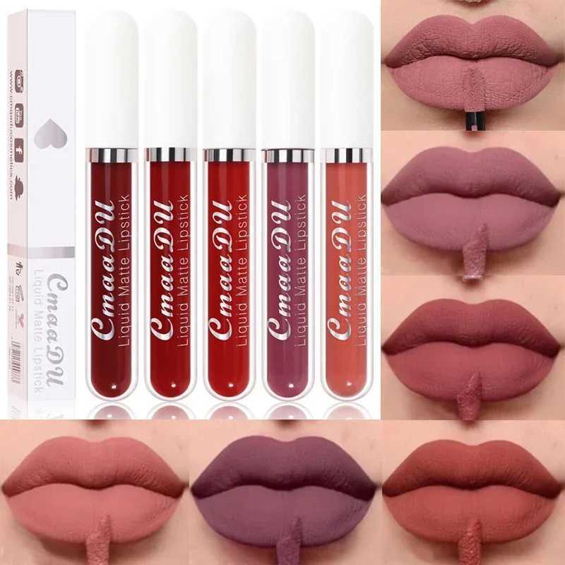 3Pcs/Set Waterproof Matte Nude Lip Gloss Brown Nude Pigment Dark Red Long Lasting Velvet Liquid Lipstick Women Makeup Lip Glaze XJ250623