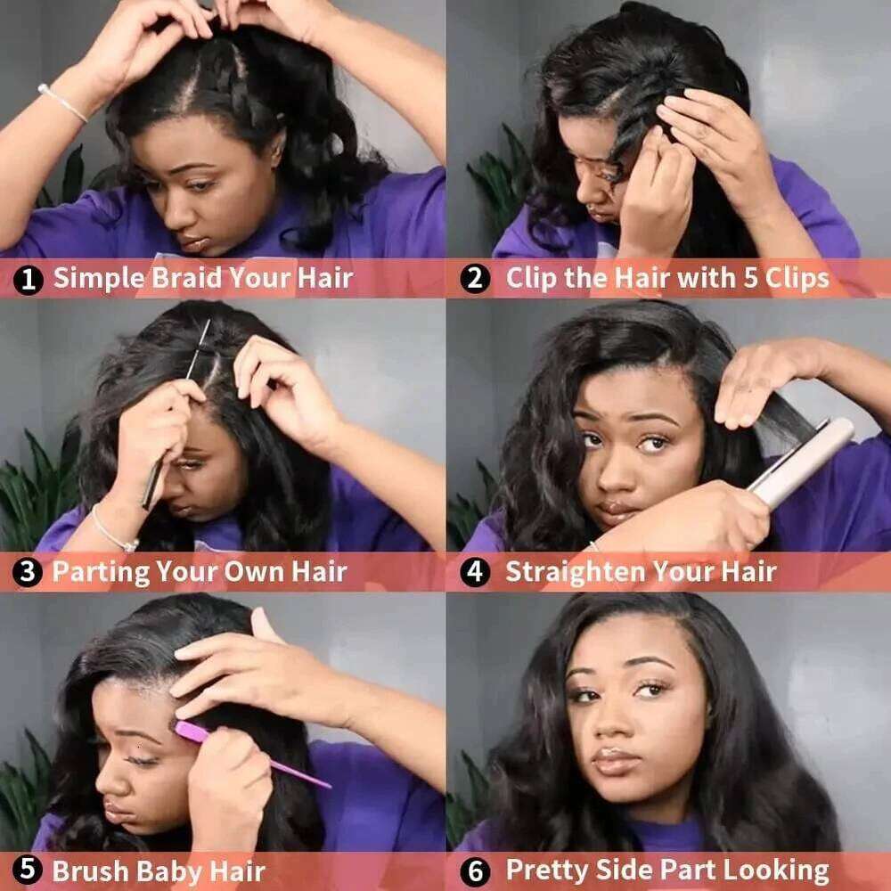 V Wig 100% Raw Hair 34 Inch 250% Peruvian Body Wave Wavy U Part for Women Beginner Friendly Human Wigs