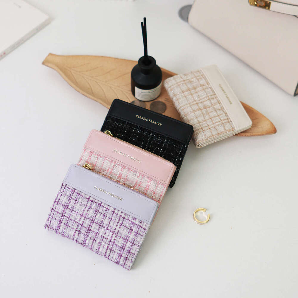 Hot Selling Small Luxury High-End Short Women's Wallet Tweed Student Handheld Coin Purse