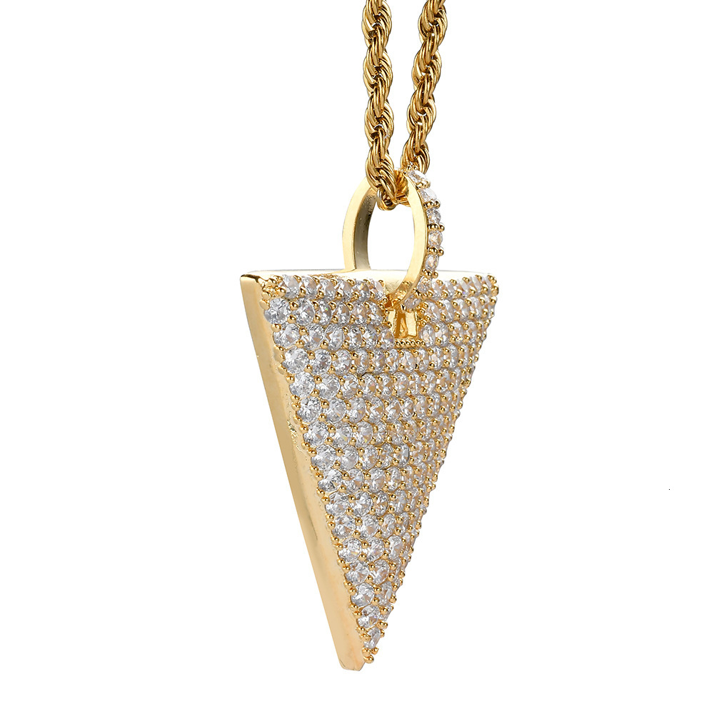 Hip Hop Men Triangle Diamond Inlaid Trendy Brand Geometric Moissanite Statement Pendant Pass the diamond tester
