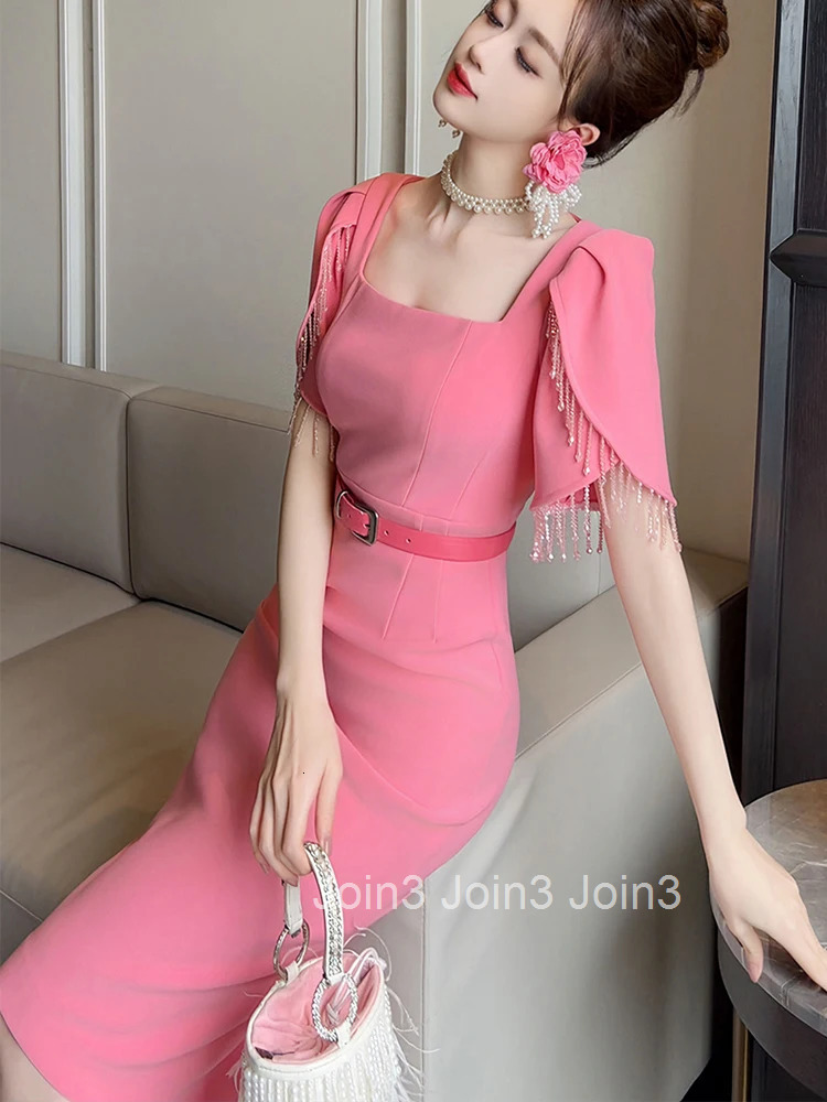New Summer Fashion Solid Formal Occasion Evening Dress Women Clothes Elegant Luxury Square Collar Slim Midi Party Prom Vestidos