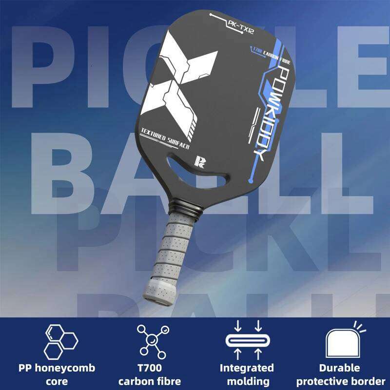 Pickleball Paddle, T700 Fiber Racket with Aero Throat, 14MM Polypropylene Honeycomb Core, Textured Carbon Grit Surface