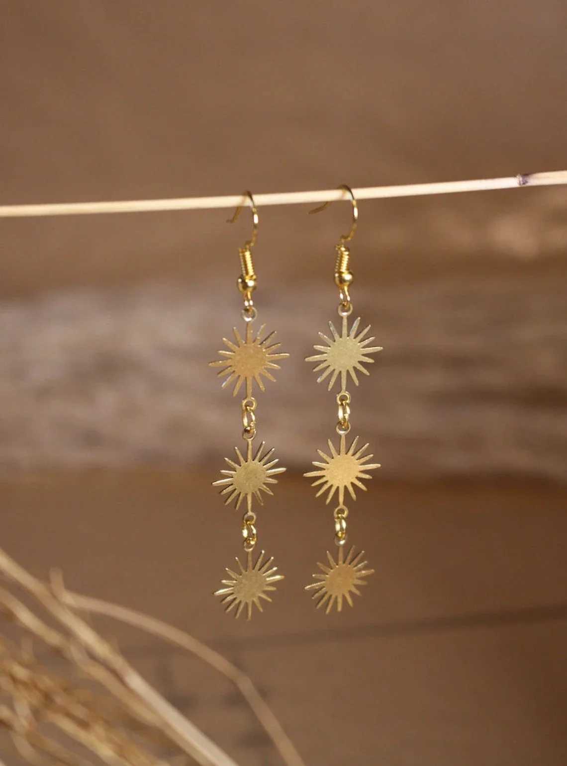 Sun Earrings Boho Jewelry Sun Jewelry Astrology Earrings Gold Color Sun Earrings Dazzling Gold Color Sun EarringsXJ250623