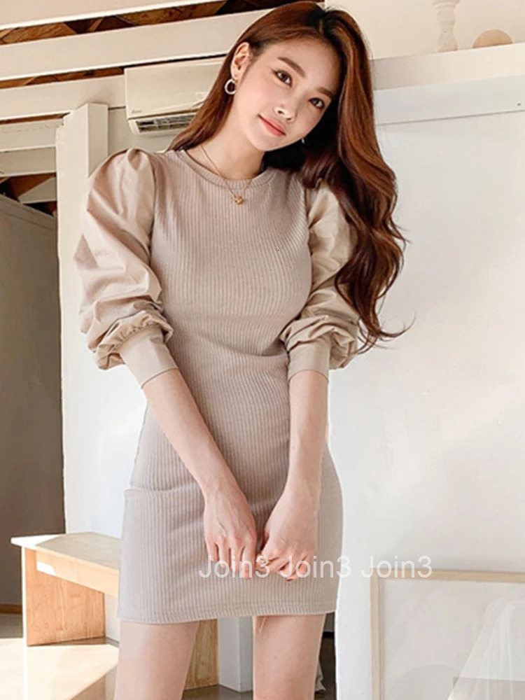 New Arrival Fashion Korean Knit Elastic Dress Women Elegant Temperament OL Sexy Vintage Simple Solid Basic Slim Pencil Dress