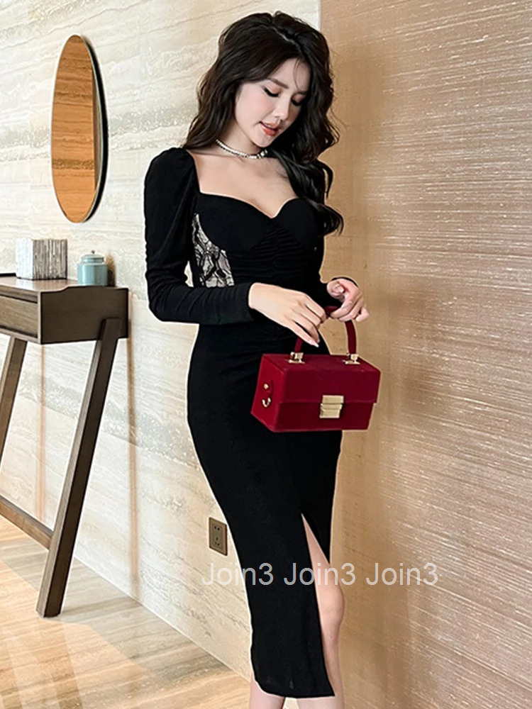 New Fashion Women Evening Dress Mujer Sparkly Bright Silk Sexy Low Cut Bodycon Folds Midi Party Prom Stretchy Robe Femme Vestido