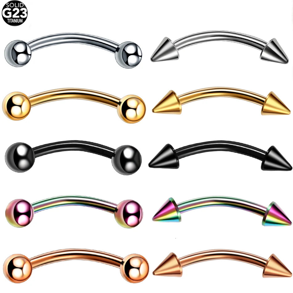 1Pc G23 Eyebrow Ring Piercing External Thread Curved Barbell Banana Ear Cartilage Tragus Body Jewelry 250613