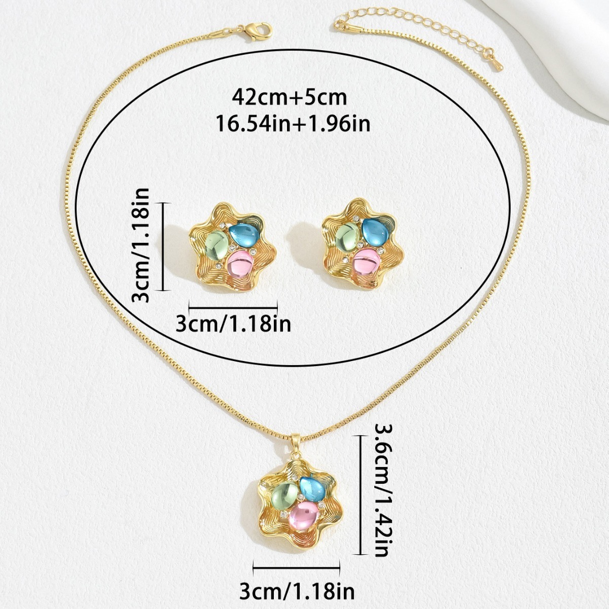 New Style Women's Jewelry Set With Unique Petal Design, Earrings And Long Necklace