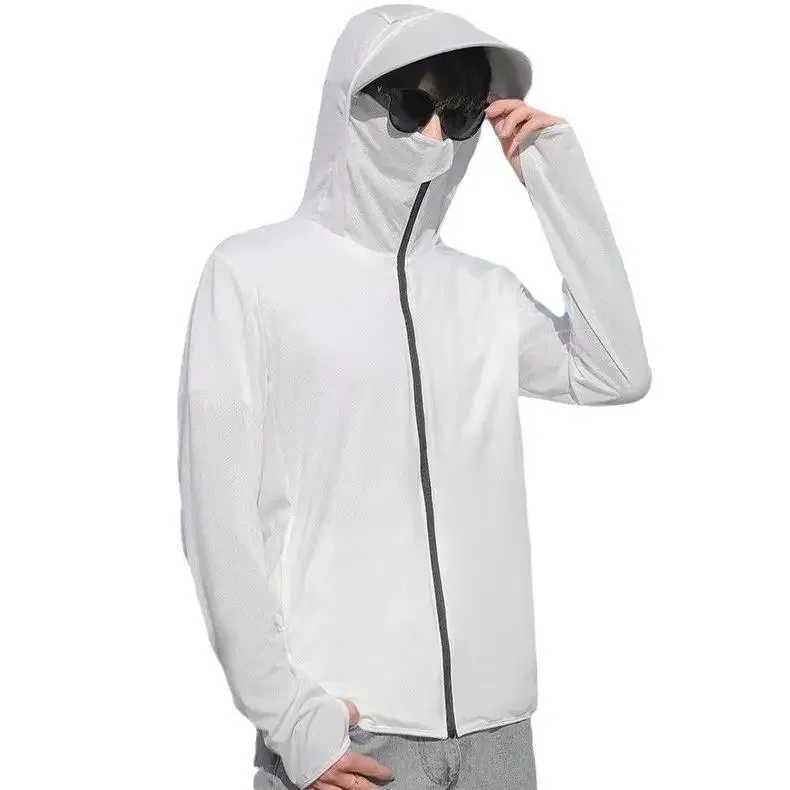 Mens Summer Hooded Ice Silk Sun Protection Jacket Blazer Outdoor Fishing Breathable Vest Style Sunglasses Coat Thin Layer W250623