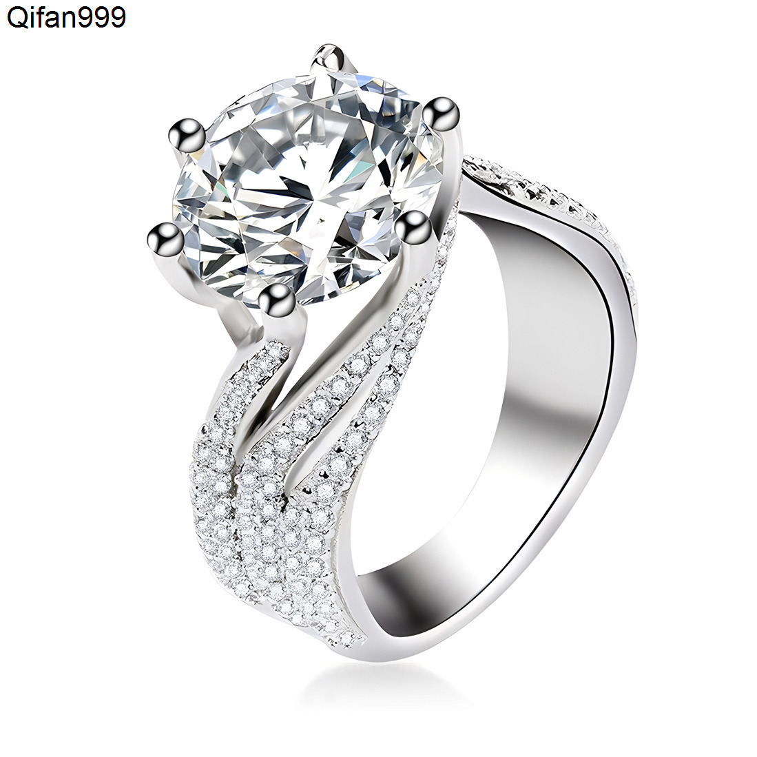 Luxury Big Size 925 Sterling Silver Moissanite Ring Iced Out Diamond with Gra Certificate