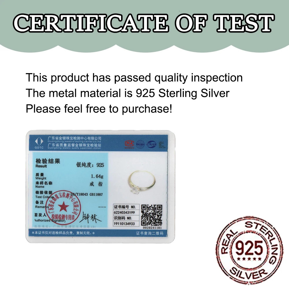 QooLady 925 Sterling Silver Shiny Round Cubic Zircon Gold Color Ring for Women Bridal Engagement Wedding Band Jewelry Gift SR053 250617