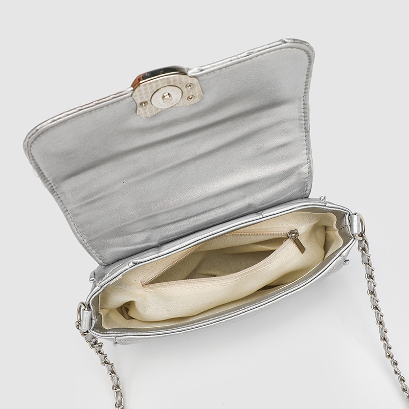 Free shipping designer Korean Style Niche Design Silver High-Quality Texture Chain Bag 2025 Spring New Versatile Commuter Shoulder Bag Crossbody Bag