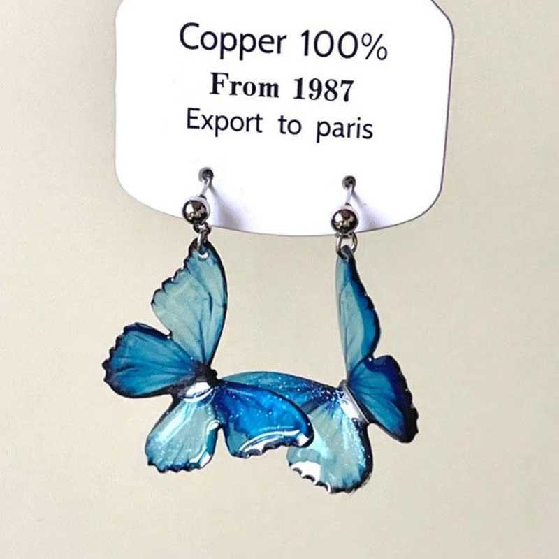 Dreamy Clear Blue Butterfly Drop Pearl Stud Earrings Fairy Romantic Earrings Jewelry Gifts For Women and Girls XJ250623