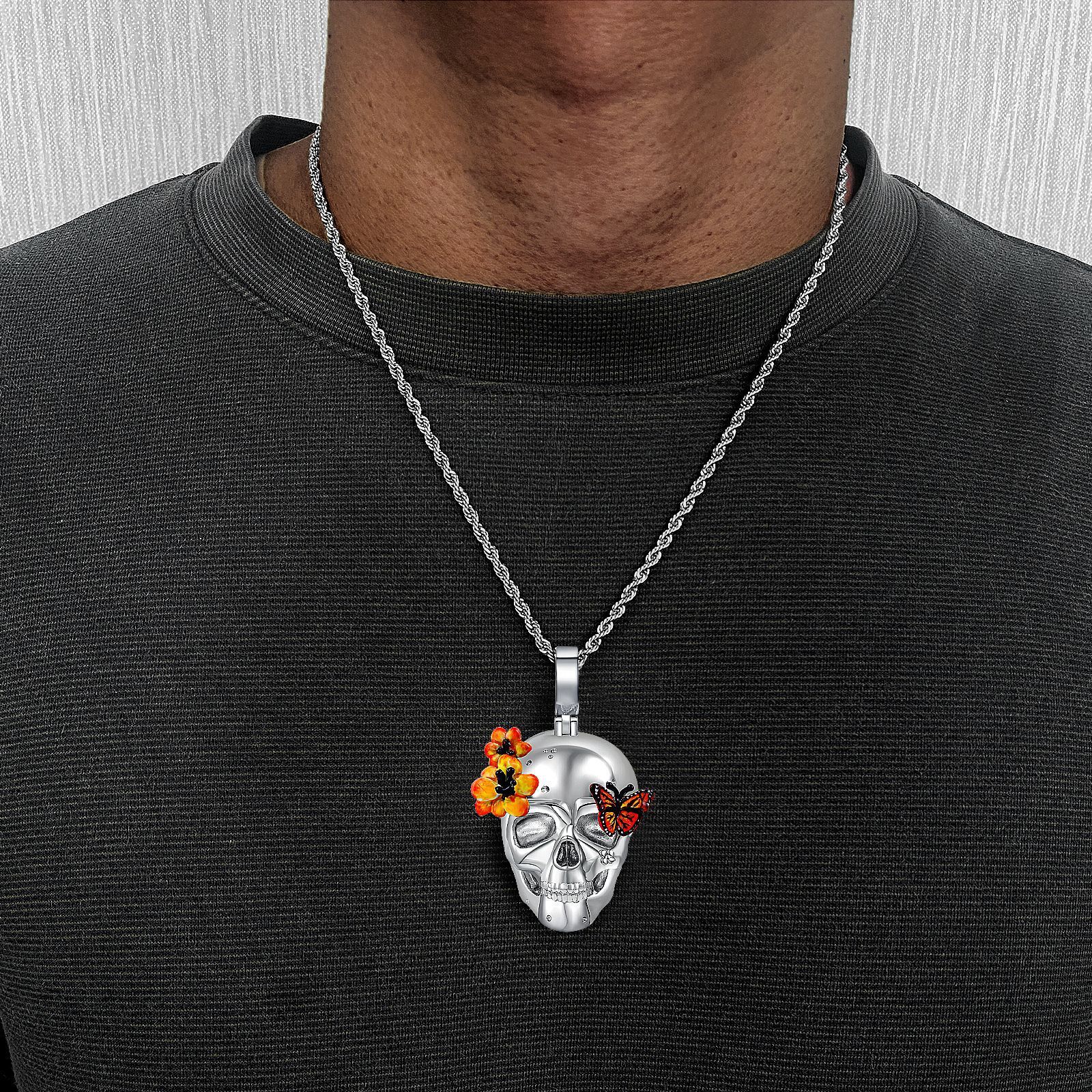 Luxury Brand Hip Hop Skull Pendant Punk Men's Niche Personalized Ghost Head Statement Necklace druzy jewelry