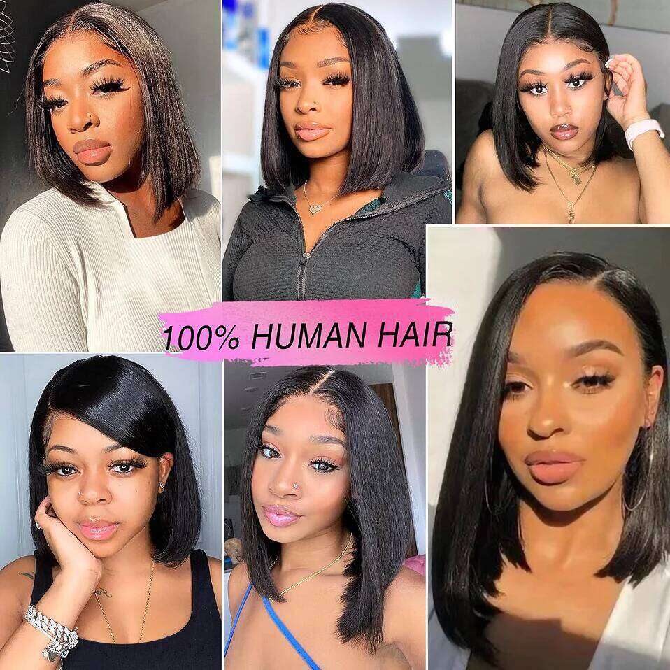 Short Human Hair Frontal 13x4 13x6 Transparent Lace Front Wig 4x4 5x5 Straight Bob Wigs for Black Women Geeta