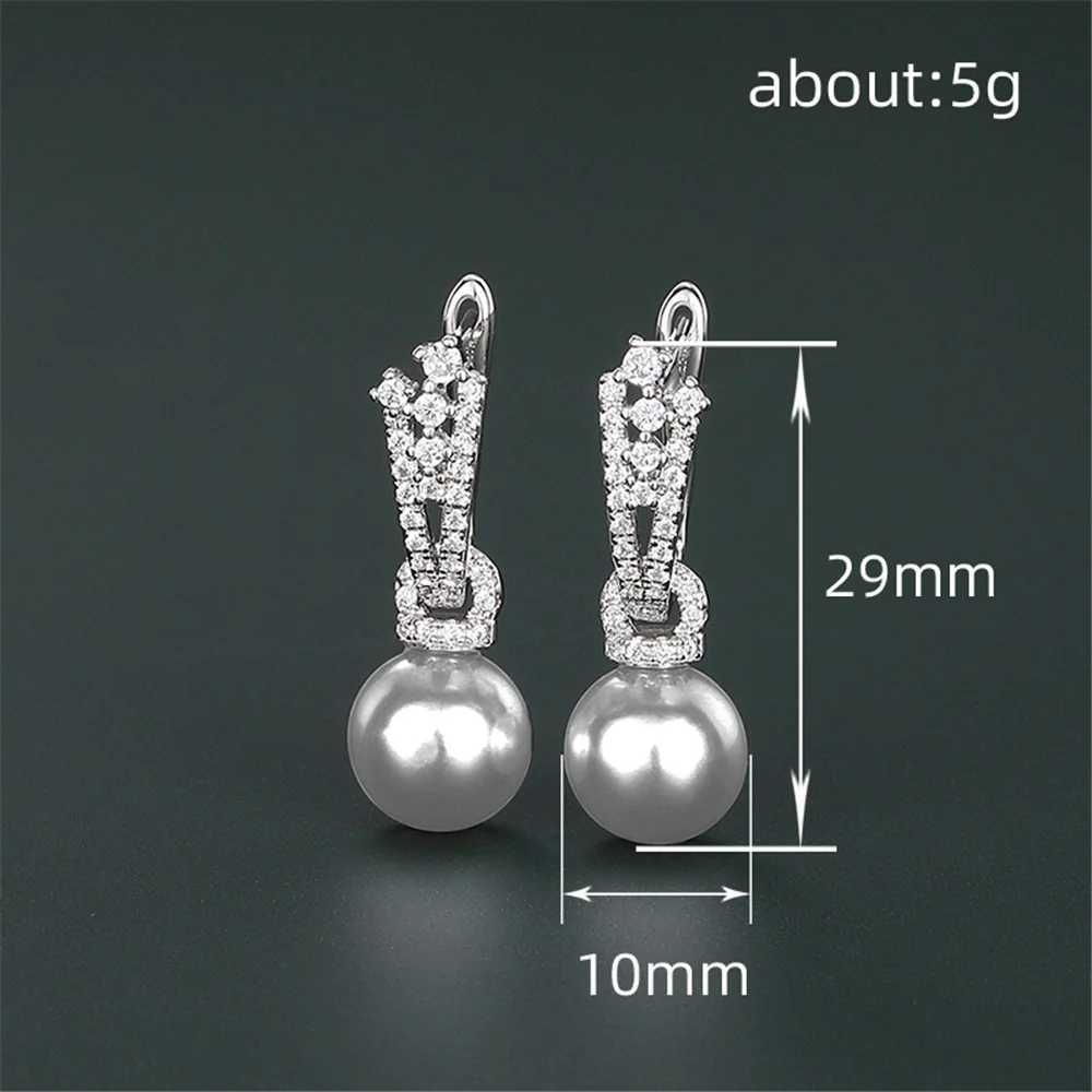Charm Female White Gray Pearl Hoop Earrings Silver Color Simple Wedding Jewelry For Women XJ250623
