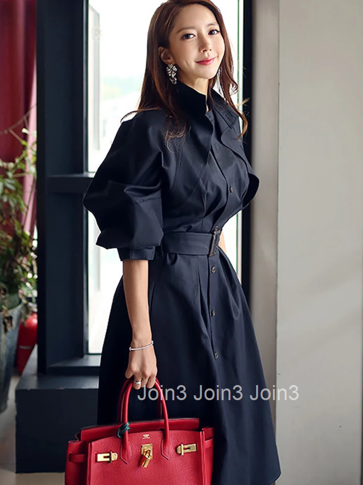 Korean Elegant Women Loose Jacket Coat Casual Vintage Solid Ruffle Single Breasted Belt Lady Femme Mujer Spring Autumn Outerwear