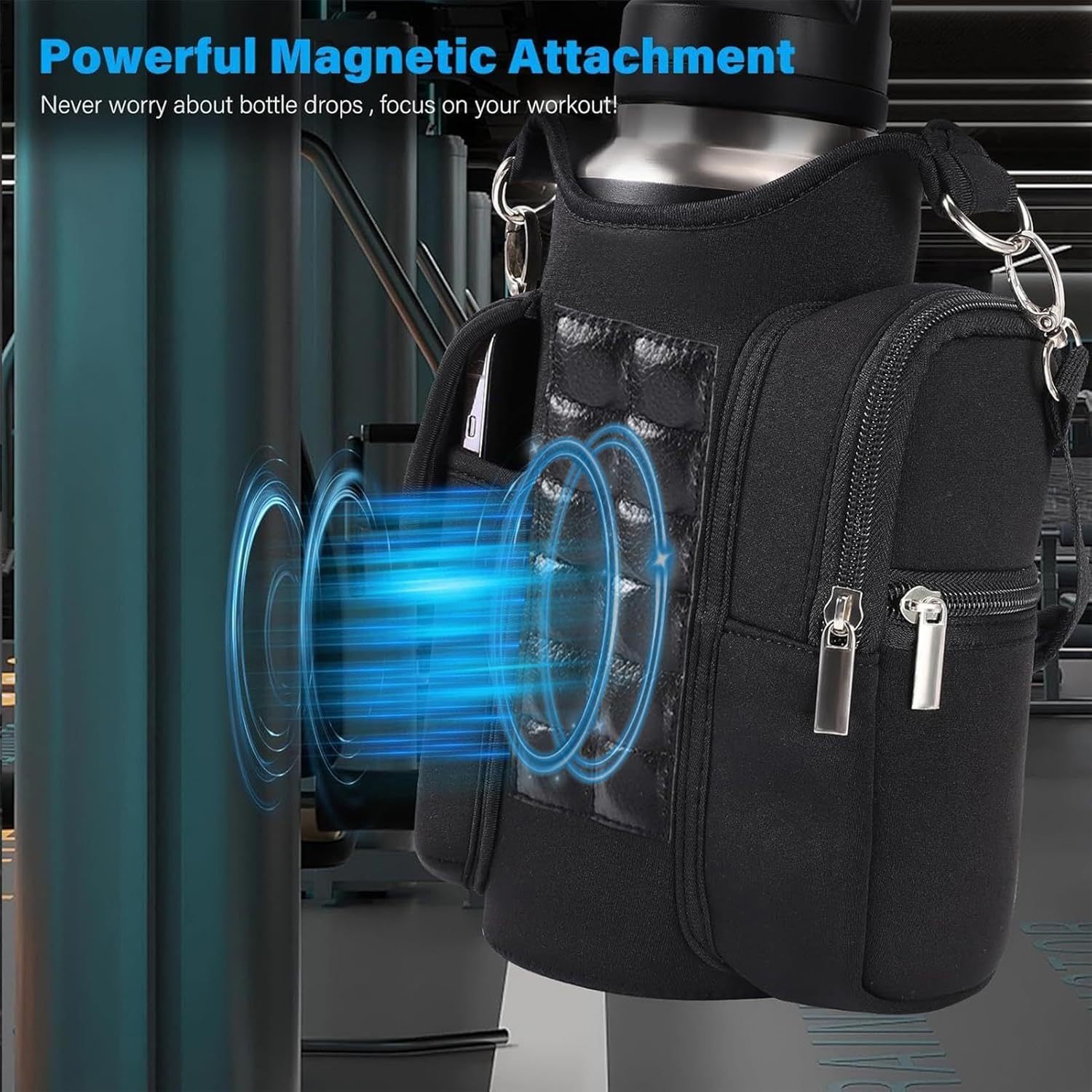 Magnetic fitness bag water bottle holder gym magnetic bag company magnetic cross body fitness bag for gym travel work and exercise 241209