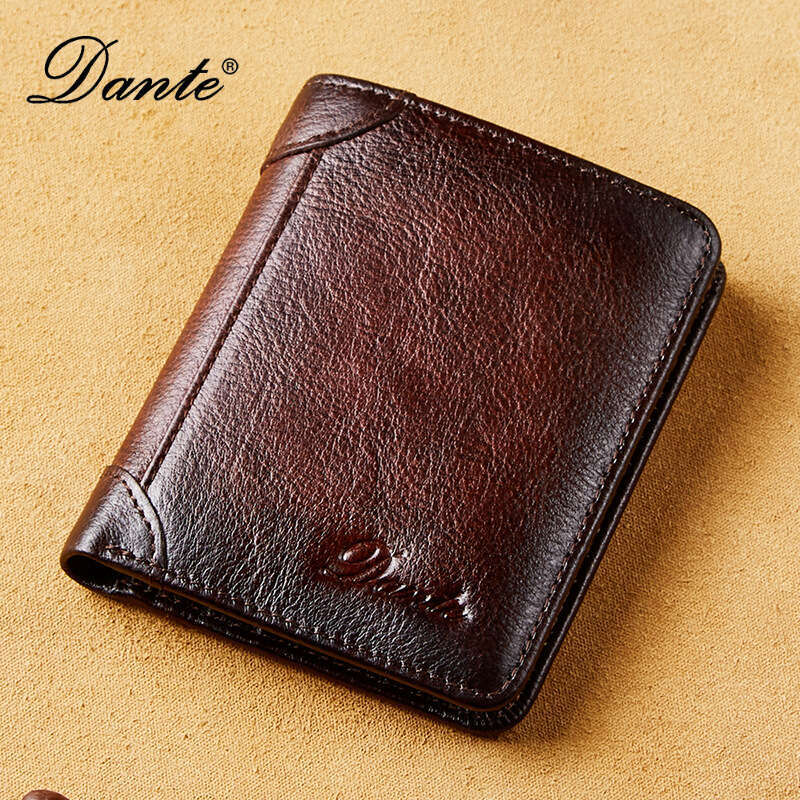 New Men's Two-Fold Vertical First Layer Cowhide Anti-Theft Card Swiping Anti-Degaussing Genuine Leather Wallet