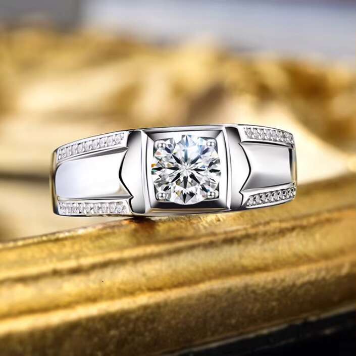 1 Ct Moissanite Diamond Heavy 925 Sterling Silver Jewelry Men Wedding Engagement Rings