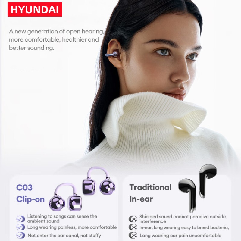 HYUNDAI Fashion design headphones pro max earring butterfly for Music & Call with IPx5 Waterproof HIFI Sound Quality airpodmax HY-C03