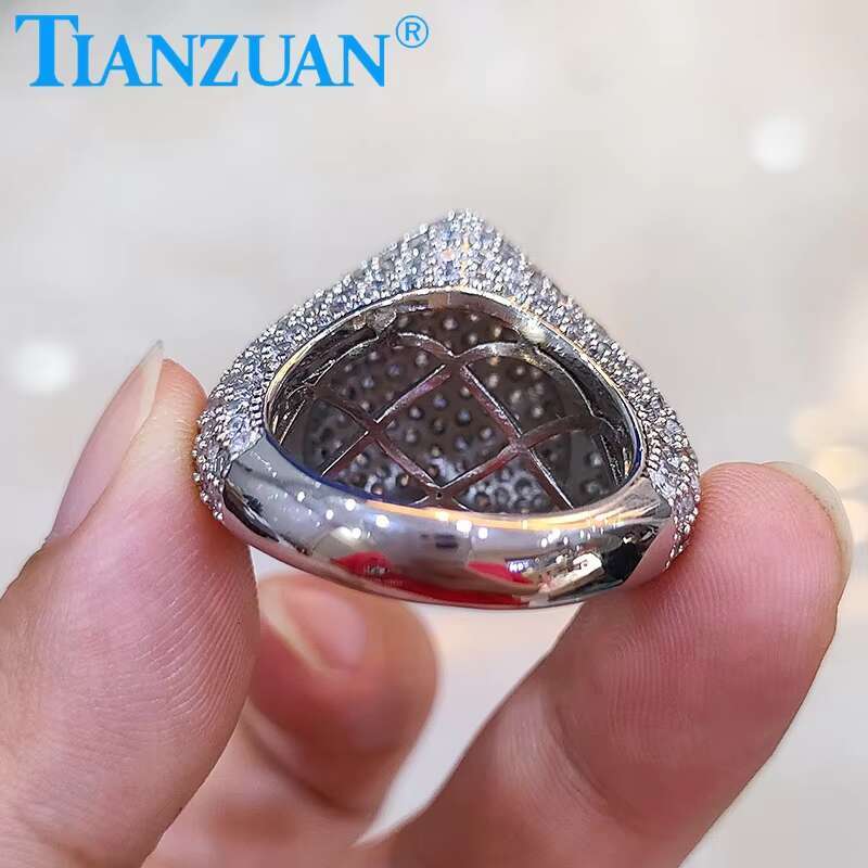 Big Size Heart Melee Moissanite Ring Men Women Sterling 925 Silver Round Brilliant Diamonds Engagement Male Wedding Jewelry
