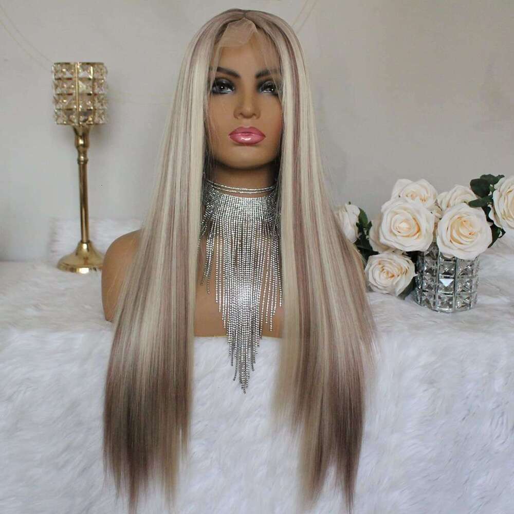 New High-Temperature Fiber Long Women's Ombre Wig Rose Net Straight Hair Cap