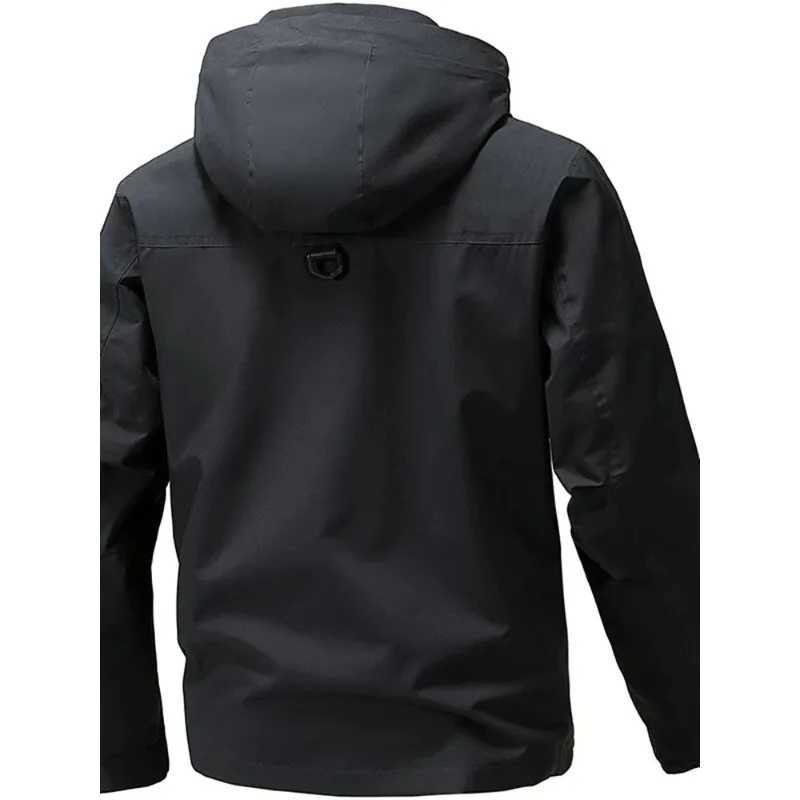 Men Jackets Softshell Waterproof Zip Hooded Jacket Hiking Camping Clothes Outerwear Coats with Zipper Pockets Leather Jacket Men W250623