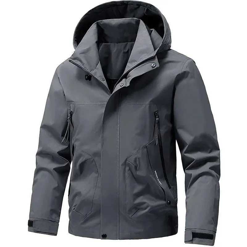 Men Jackets Softshell Waterproof Zip Hooded Jacket Hiking Camping Clothes Outerwear Coats with Zipper Pockets Leather Jacket Men W250623