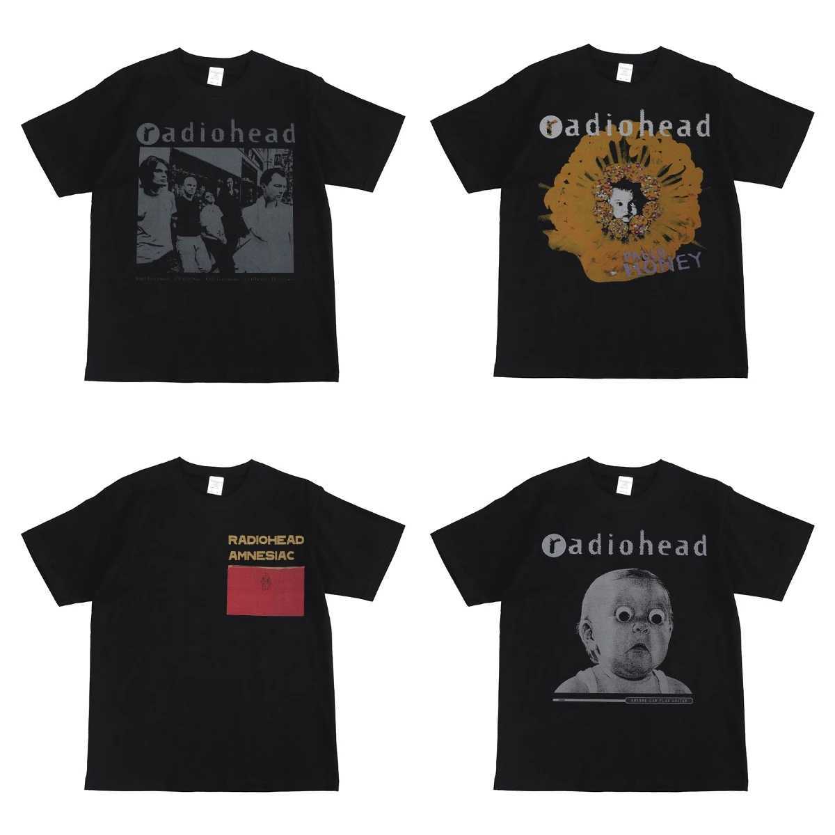 Radiohead Rock Band Print American Street Hip Hop Vintage Black Short Sleeve T-Shirt Unisex X250623