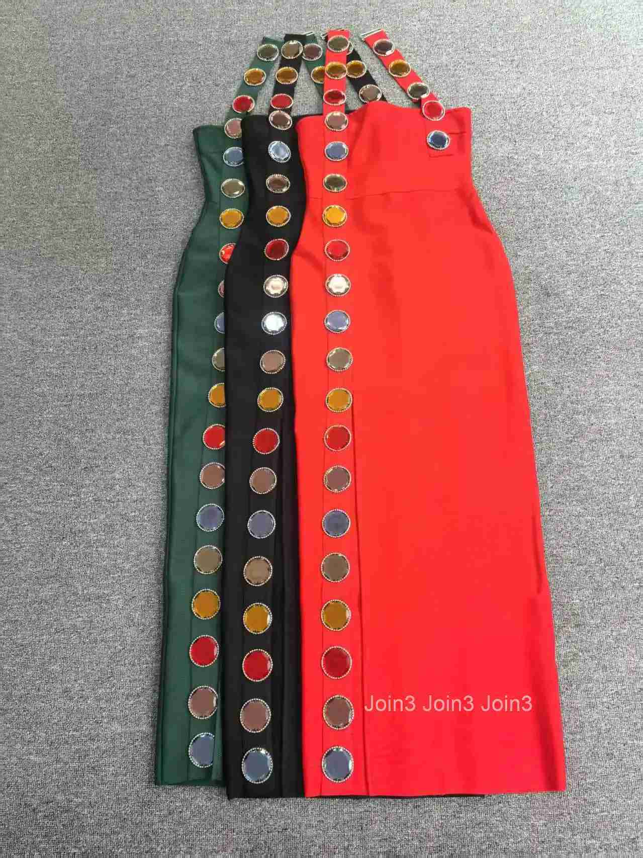 Womens Bandage Style Halter Gown with Side Multi Color Bead and Crystal Applique Sheer Mesh Panel Thigh High Slit Forma