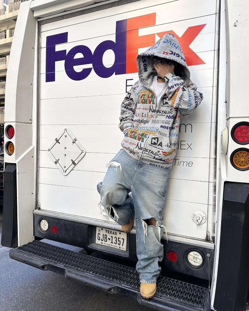 Men's Hoodies Harajuku Casual Print Women Grunge Streetwear Zip Up Clothes Sweatshirt Tops Goth Oversized Hoodie Men Clothing