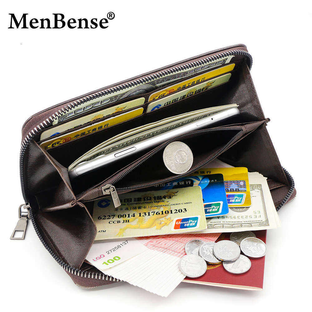 PU Leather Long Men's Style Zipper Clutch Multi-Card Slot Large Capacity Phone Bag Wallet