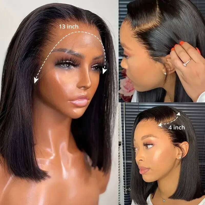 Short Human Hair Frontal 13x4 13x6 Transparent Lace Front Wig 4x4 5x5 Straight Bob Wigs for Black Women Geeta
